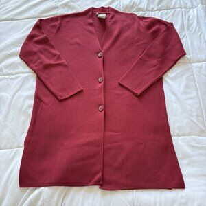 Vintage Womens Medium Red Cardigan Sweater 100% Cotton Button Down Fall Autumn